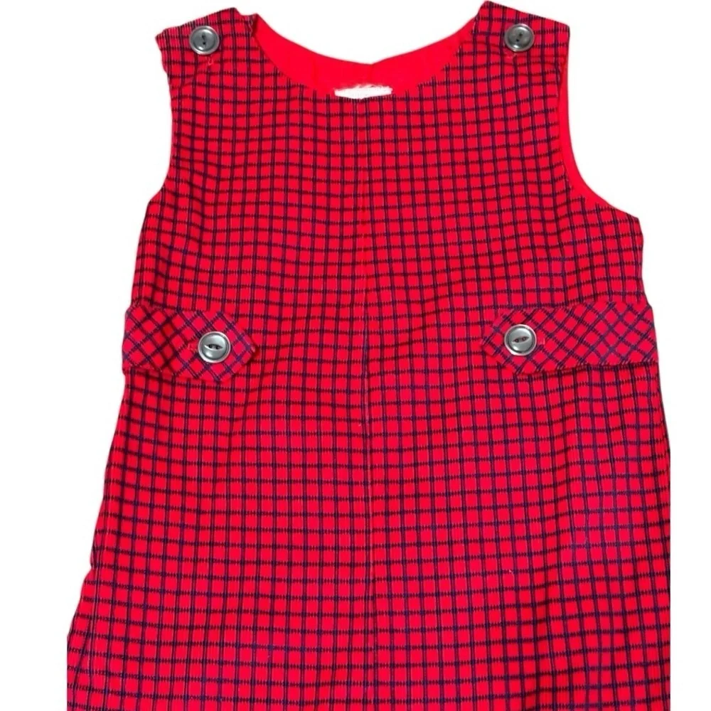 Vintage Disney Winnie the Pooh Sears Red Plaid Size 4 Kids Romper Shortalls‎